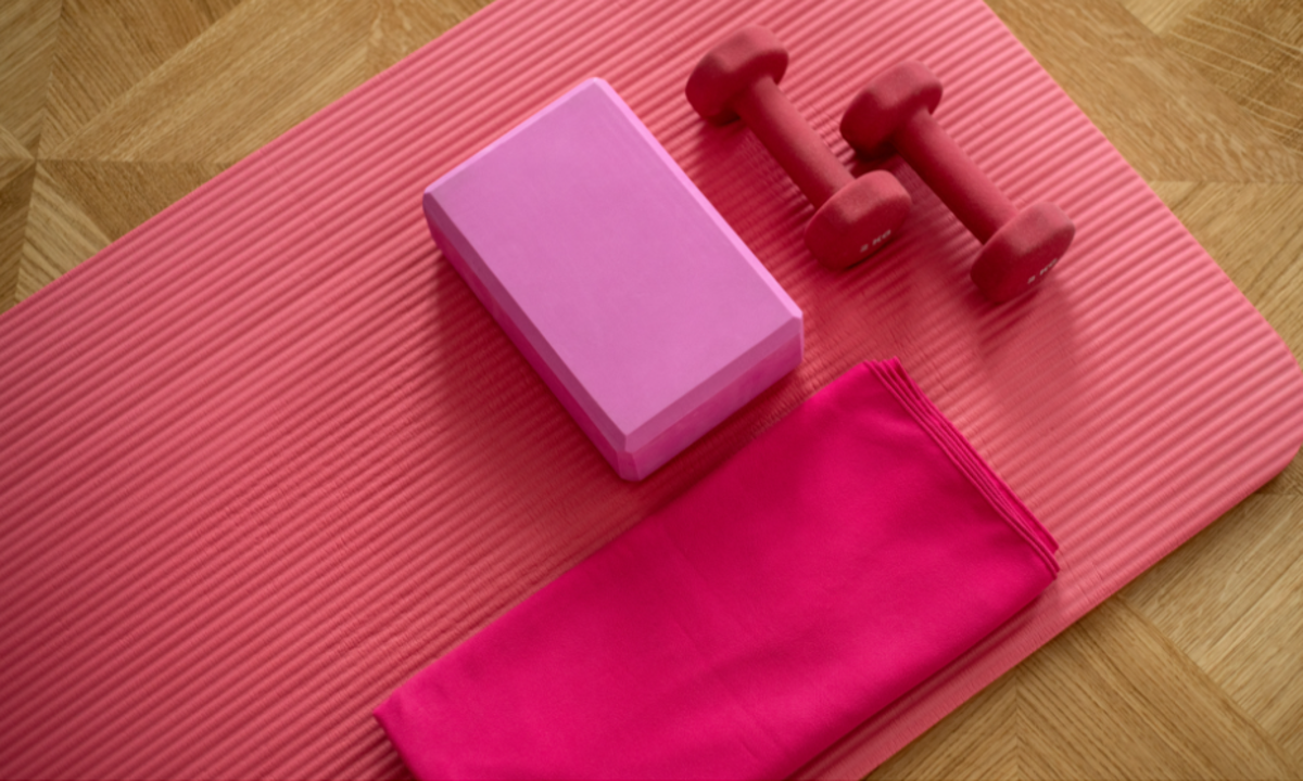 Pink weights and other exercise equipment