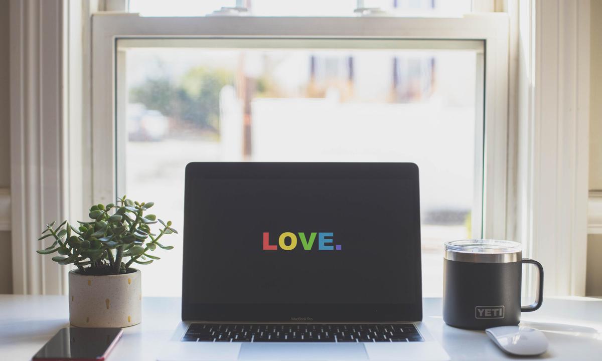 Rainbow love laptop