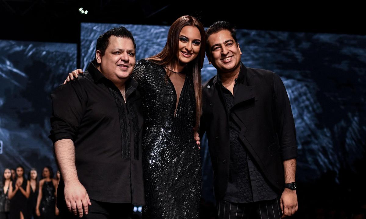 Designer Rohit Gandhi and Rahul Khanna with Sonakshi Sinha
