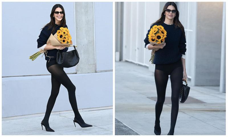 Kendall Jenner in white pants and black shoulder tote on November 14 ~ I  want her style - What celebrities wore and where to buy it. Celebrity Style