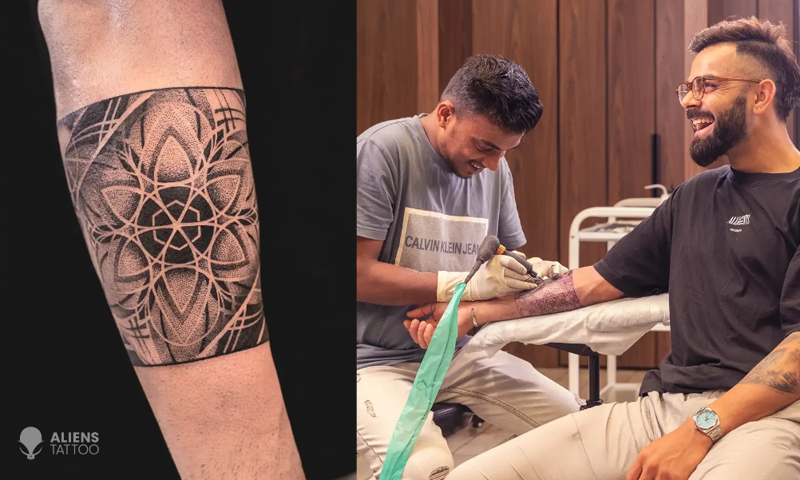 virat kohli getting a tattoo at aliens tattoo