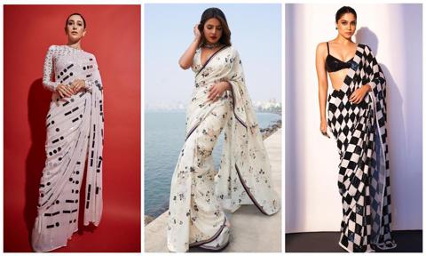 Black And White Saris Come Celebrity-Approved This Diwali - HELLO! India